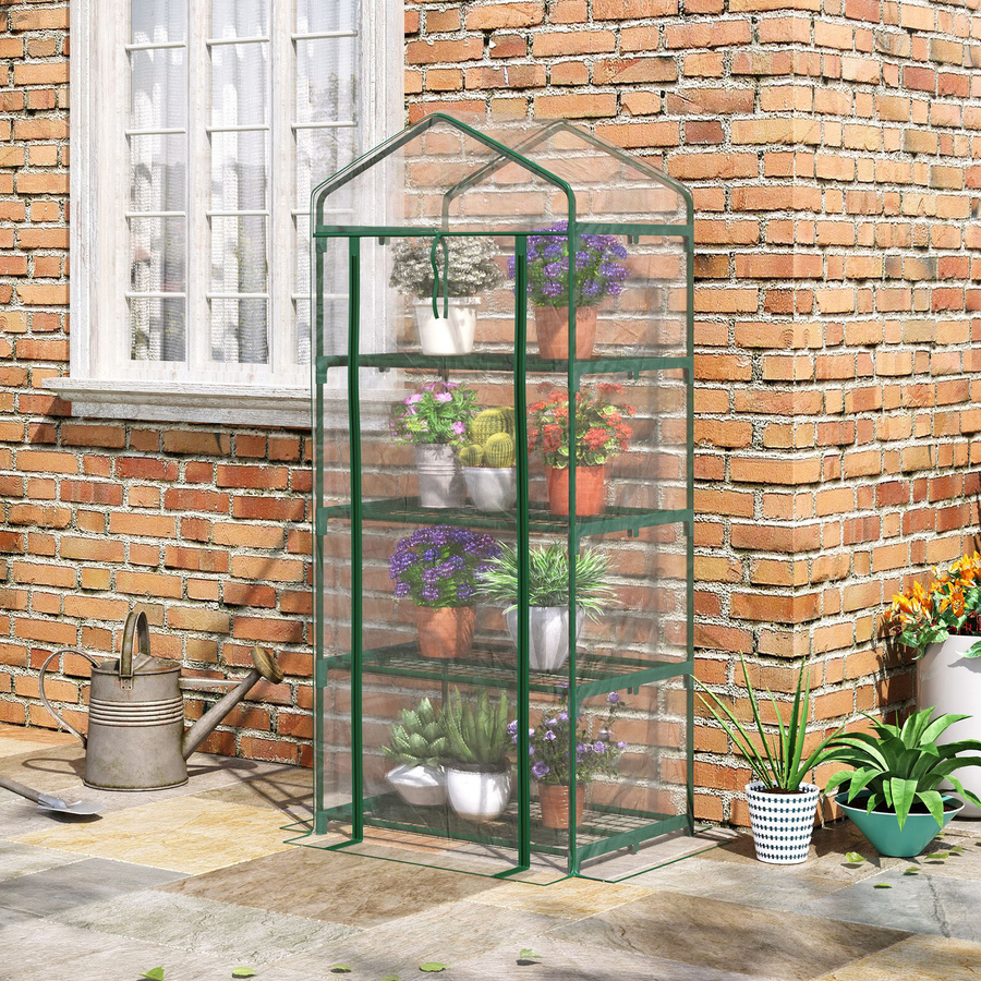 Outsunny Gewächshaus als Frühbeet in Grün mit 4 Regalfächern, B/T/H: 70 x 50 x 160 cm - Bild 2