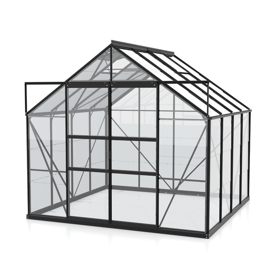 Vitavia Gewächshaus Mars 6700 in Schwarz mit Einscheibensicherheitsglas und Doppelschiebetür, 6,7 m² - Bild 2