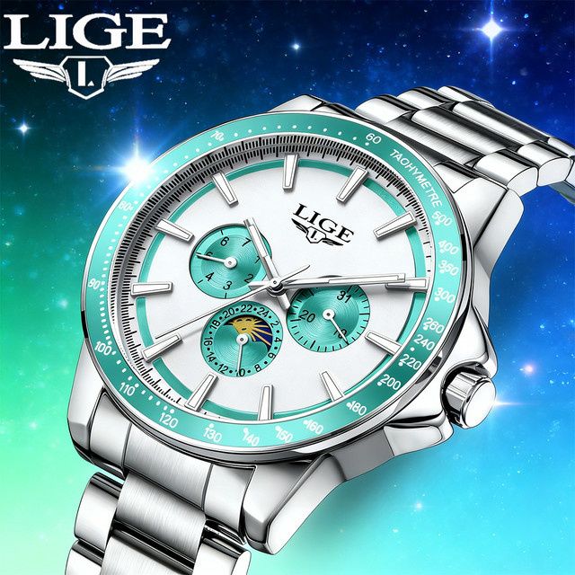 LIGE Chronograph, Edelstahl, Quarz, Herren, Silber - Bild 1
