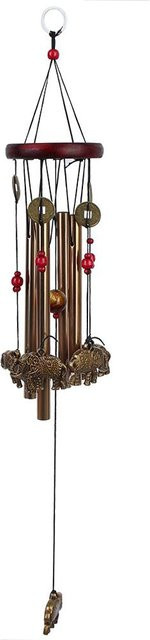 Tooarts Metall Windspiel mit Elefantenmuster in Gold als Deko-Ornament für Innen und Außen - Bild 1