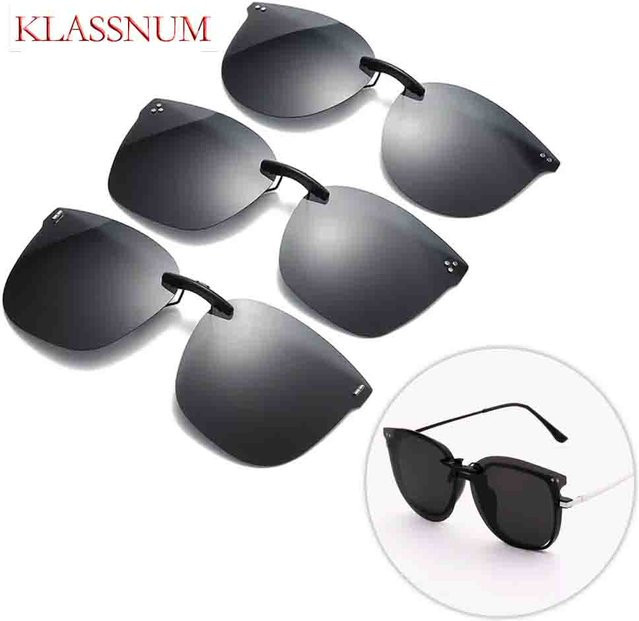 Clip-On Sonnenbrille Retro, quadratisch, Metall, polarisiert - Bild 1