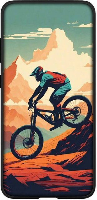 Handyhülle mit Mountainbike Radfahren Kunst Poster Design für Samsung Galaxy A32 5G in Multicolor - Bild 1