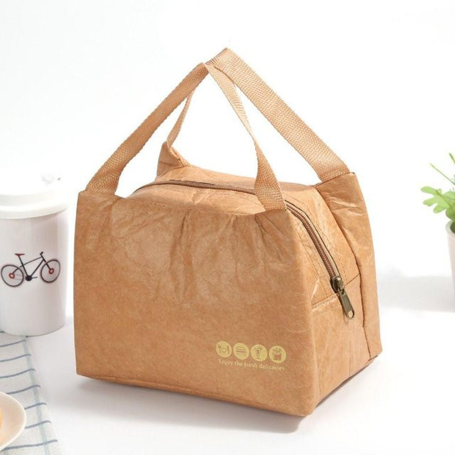 Auslaufsichere Lunchbox Tasche aus Leinwand in Braun - Bild 1