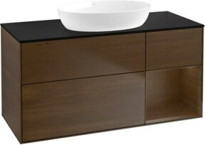 V&B Finion Waschtischunterschrank und Wandbeleuchtung in Walnuss, Breite: 120 cm - Bild 1