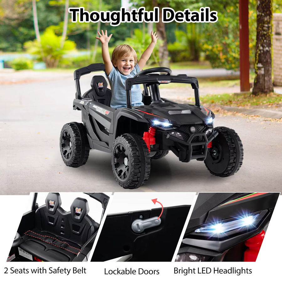 GOFLAME Elektrischer UTV-Truck, Elektroauto für Kinder, mit Fernbedienung, LED-Lichter, Musik, Hupe & Federung, ab 3 Jahre - Bild 4