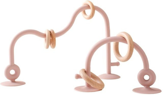 Binchi Outdoor Product Baby Beißring aus Holz und Silikon in Rosa/Pink, BPA-frei Montessori Beißspielzeug für Kinder - Bild 1