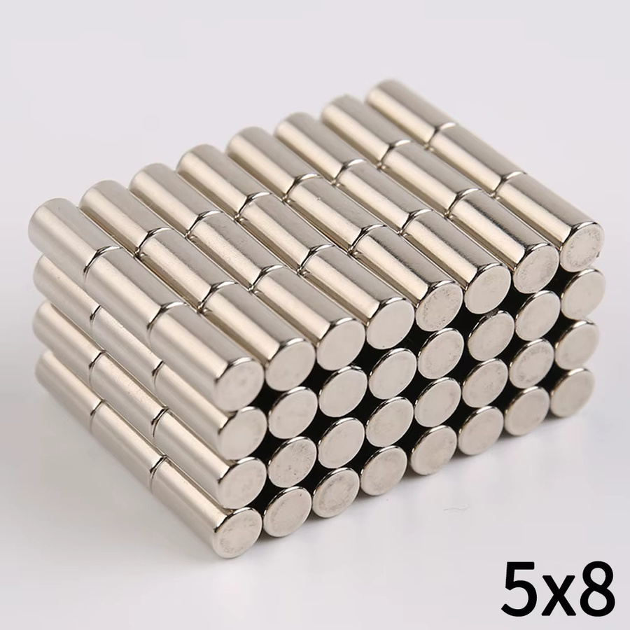 20 Stück runde Neodym-Magnete in Silber, Durchmesser: 5 mm, Höhe: 8 mm - Bild 2