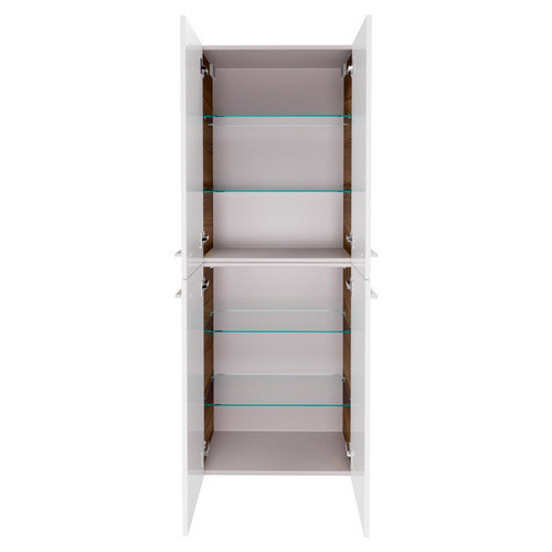 Fackelmann Doppel-Hochschrank Verona in Nussbaum und Weiß Hochglanz, B/T/H: 60 x 31,8 x 162 cm - Bild 2
