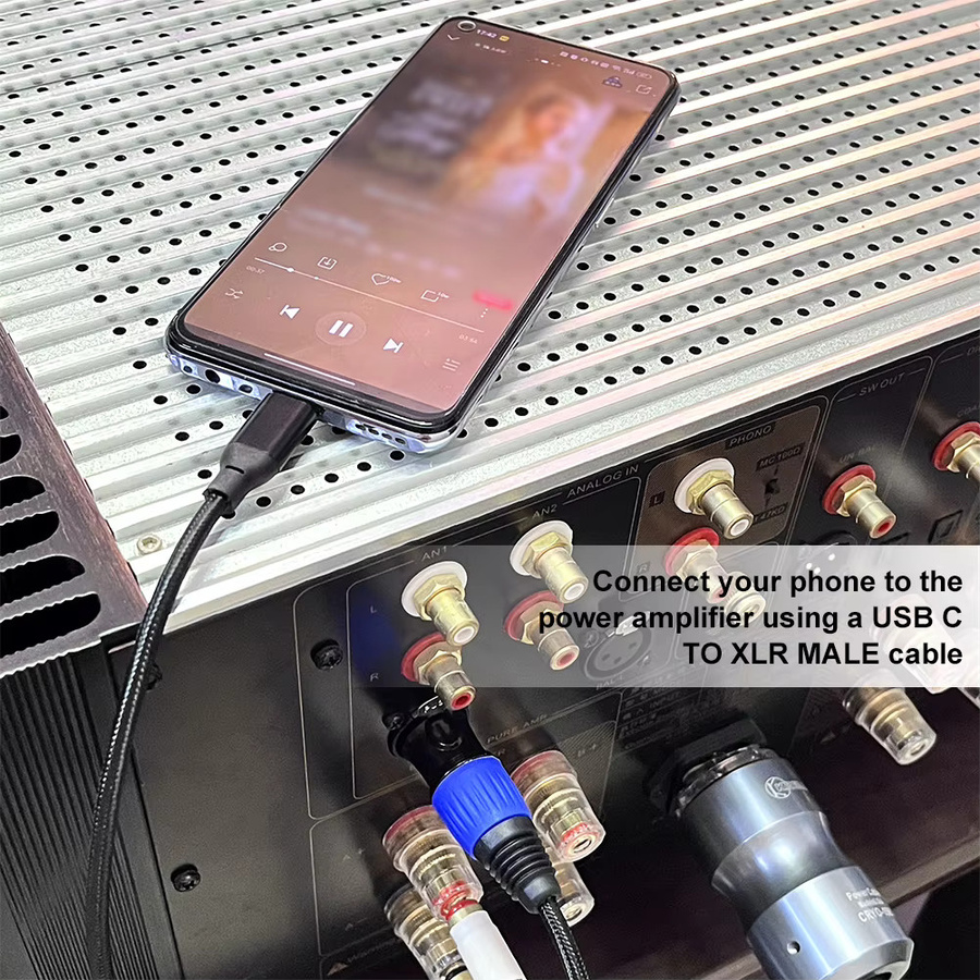 VODOOL USB-C auf XLR Audio-Kabel in Schwarz für Verstärker, Lautsprecher und Mischpulte - Bild 1