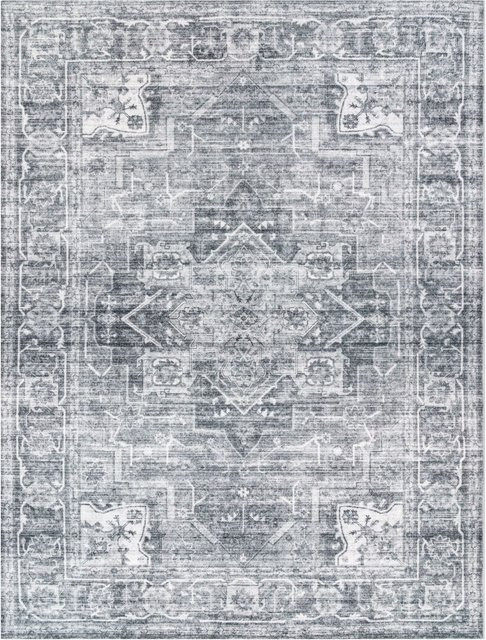 Waschbarer Teppich Cambria in Grau mit orientalischem Muster und rutschfester Unterseite, B/T: 60 x 100 cm - Bild 1