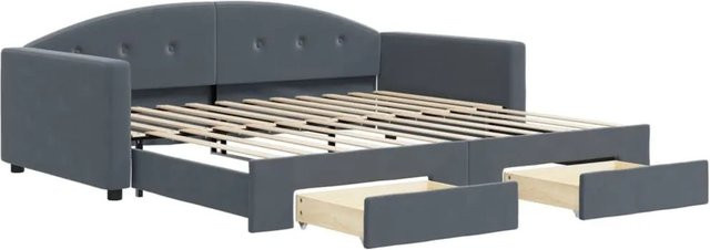 vidaXL Tagesbett aus Samt mit ausziehbaren Schubladen in Dunkelgrau, Breite: 100–120 cm, Tiefe: 200 cm - Bild 1