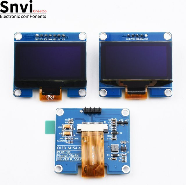 Snvi 1,54 Zoll OLED-Bildschirmmodul SSD1309 in Weiß und Blau mit SPI-Schnittstelle und 128x64 Auflösung - Bild 1