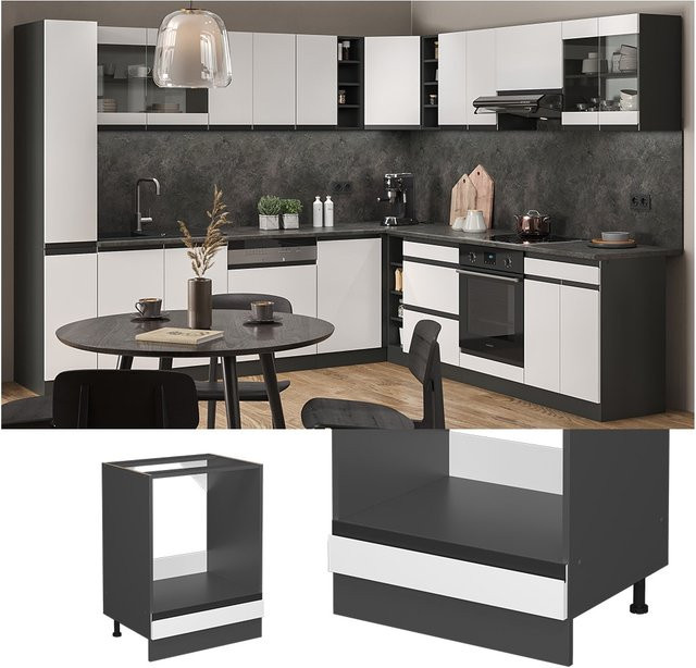 Vicco Herdschrank R-Line J-Shape Küchenschrank in Anthrazit und Weiß, Breite: 60 cm - Bild 1