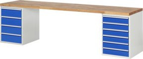 Rau Werkbank Modell 7821 aus Holz und Stahl, Mehrfarbig, B: 300 cm, T: 90 cm, H: 84 cm - Bild 1