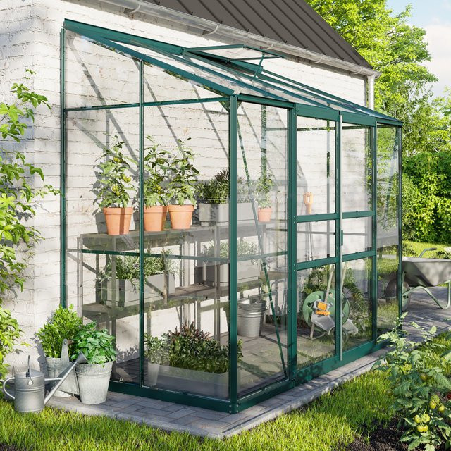 Vitavia Anlehn-Gewächshaus Ida 3300 in Smaragdgrün mit 3,3 m², Aluminiumrahmen und ESG-Sicherheitsglas - Bild 1