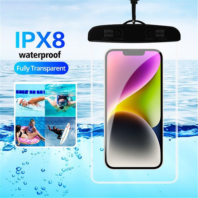 JTHM Universelle wasserdichte Handyhülle mit IP68 Schutz, wasserdichte Tasche für iPhone 15 Pro Max, Xiaomi Redmi, Huawei und Samsung S23, Farbe: Pink/Transparent - Bild 1