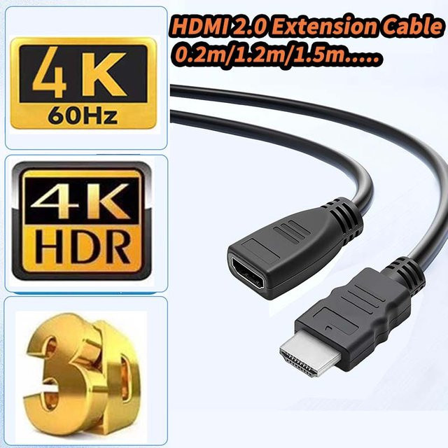 VBDWRM HDMI 2.0 Verlängerungskabel 4K 60Hz HDR Stecker auf Buchse in Schwarz - Bild 1