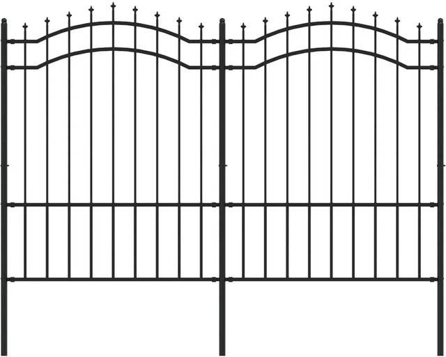 vidaXL Gartenzaun mit Speerspitze aus pulverbeschichtetem Stahl in Schwarz, H: 150 cm, B: 110 cm - Bild 1