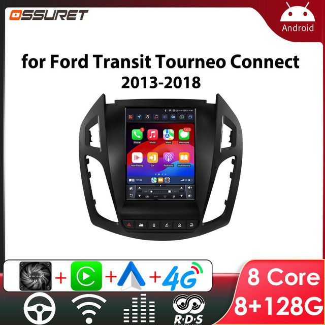 OSSURET Android 13 Auto Radio für Ford Transit und Tourneo Connect 2013-2018 mit 9,7 Zoll Display, 4G, Wireless Carplay und 360 Kamera, Schwarz - Bild 1