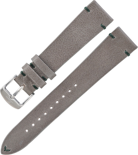 Laco Uhrenarmband, Vintageband Grau, Leder, Edelstahl - Bild 1