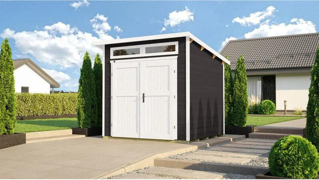WEKA Gartenhaus 264 aus Massivholz mit Pultdach in Anthrazit Grau, B/H/T: 263 x 285 x 239 cm - Bild 1