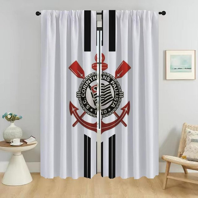 Corinthians Vorhänge für das Wohnzimmer, 2 Paneele, halbtransparent, Weiß, B: 50 cm, H: 70 cm - Bild 1