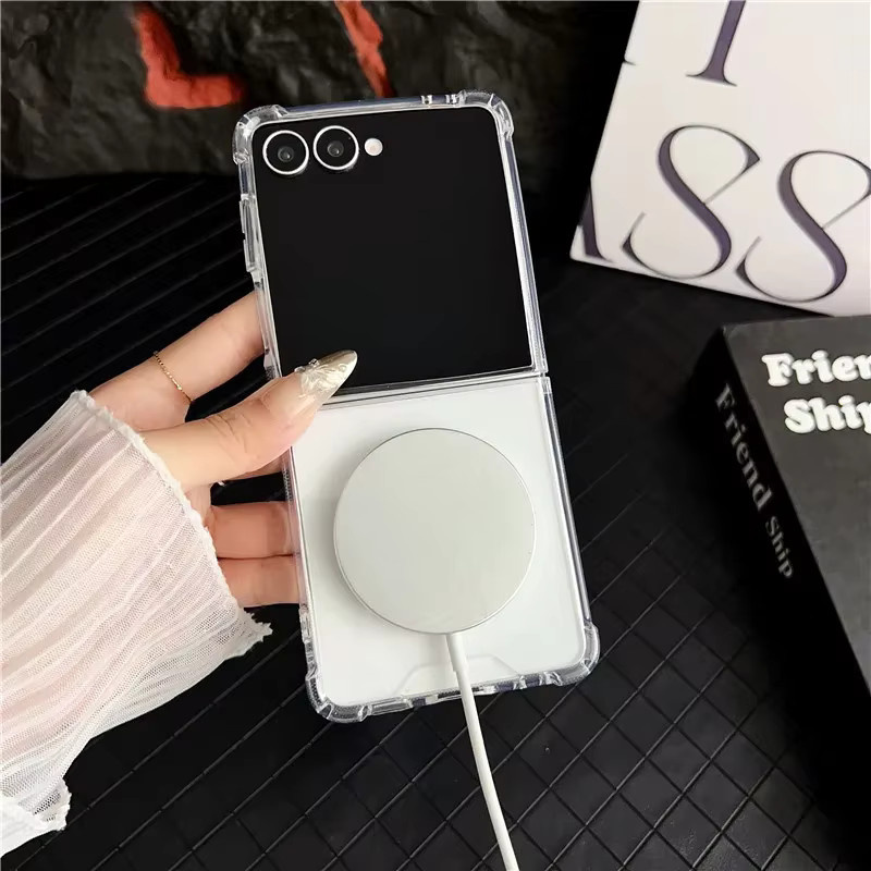 Transparente magnetische Slim Schutzhülle aus PC für Samsung Galaxy Z Flip 7FE, Z Flip 6, Z Flip 5, Z Flip 4 und Z Flip 3 5G mit Anti-Drop Funktion - Bild 5