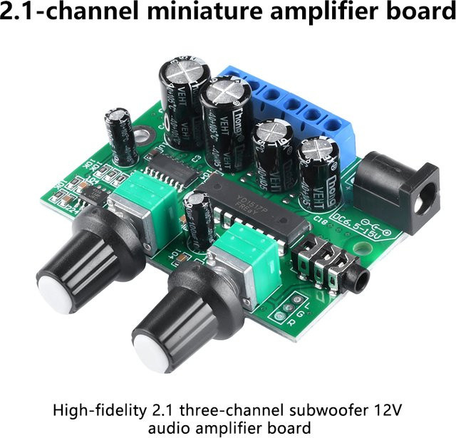 Gaqqee 2.1-Kanal Mini-Verstärkerplatine Klasse D Digital-Audio-Verstärkermodul mit TDA1517P Chip, Grün - Bild 1