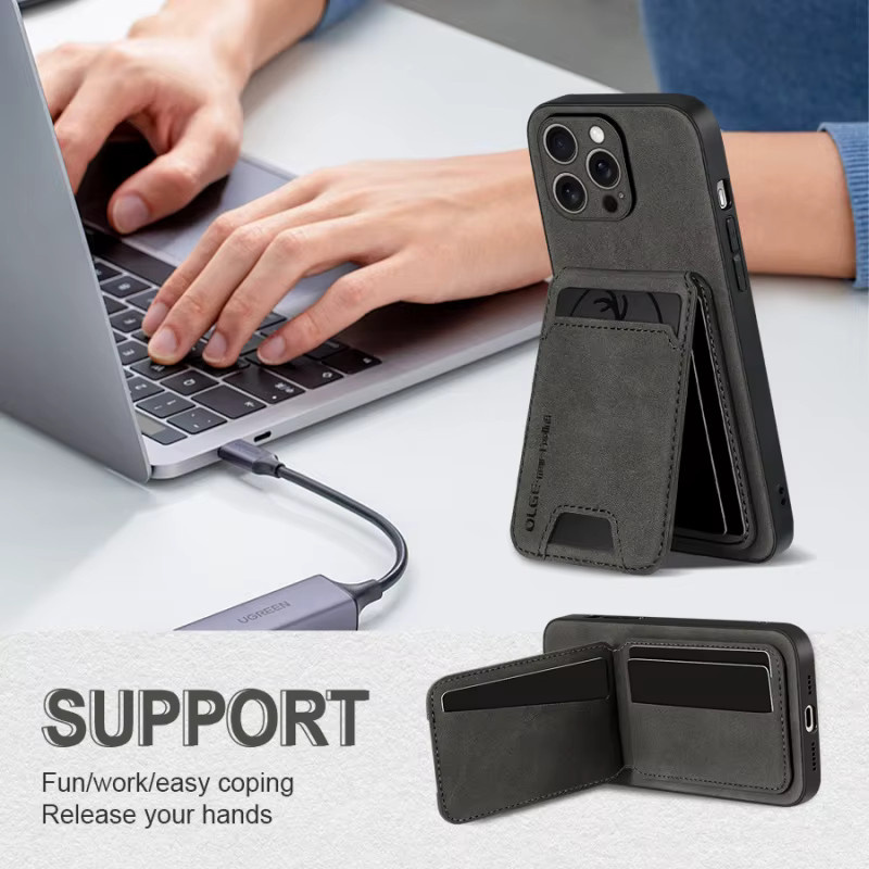Luxuriöse iPhone Handyhülle aus PU-Leder mit Kartenhalter und Brieftaschen-Funktion in Grün - Bild 3