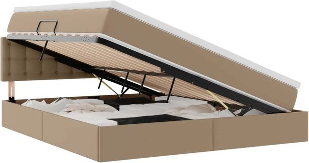 vidaXL Aufbewahrungsbett mit Matratze in Beige, B/T: 180 x 200 cm - Bild 1