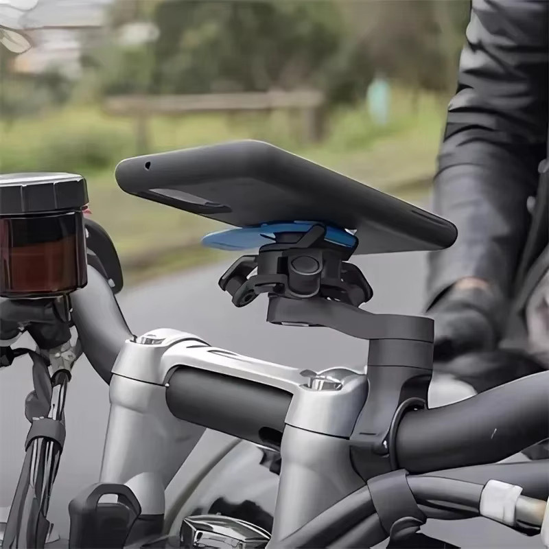 RUBINZHI Motorrad-Handyhalterung Schwarz, verstellbare und 360 Grad drehbare Lenkerhalterung für iPhone und Samsung - Bild 4