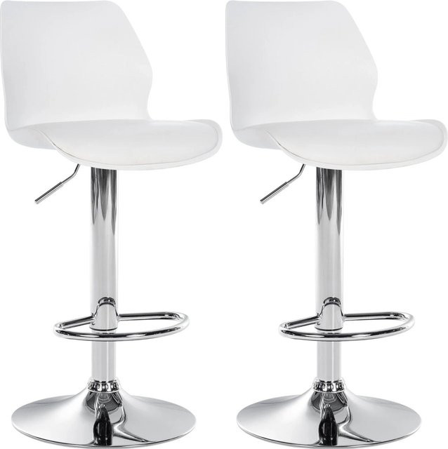 2er Set DELUKE Barhocker BOSEN in Weiß, höhenverstellbare Barstühle mit Lehne und 360 Grad Drehsitz, B/T/H: 39 x 42 x 82 cm - Bild 1