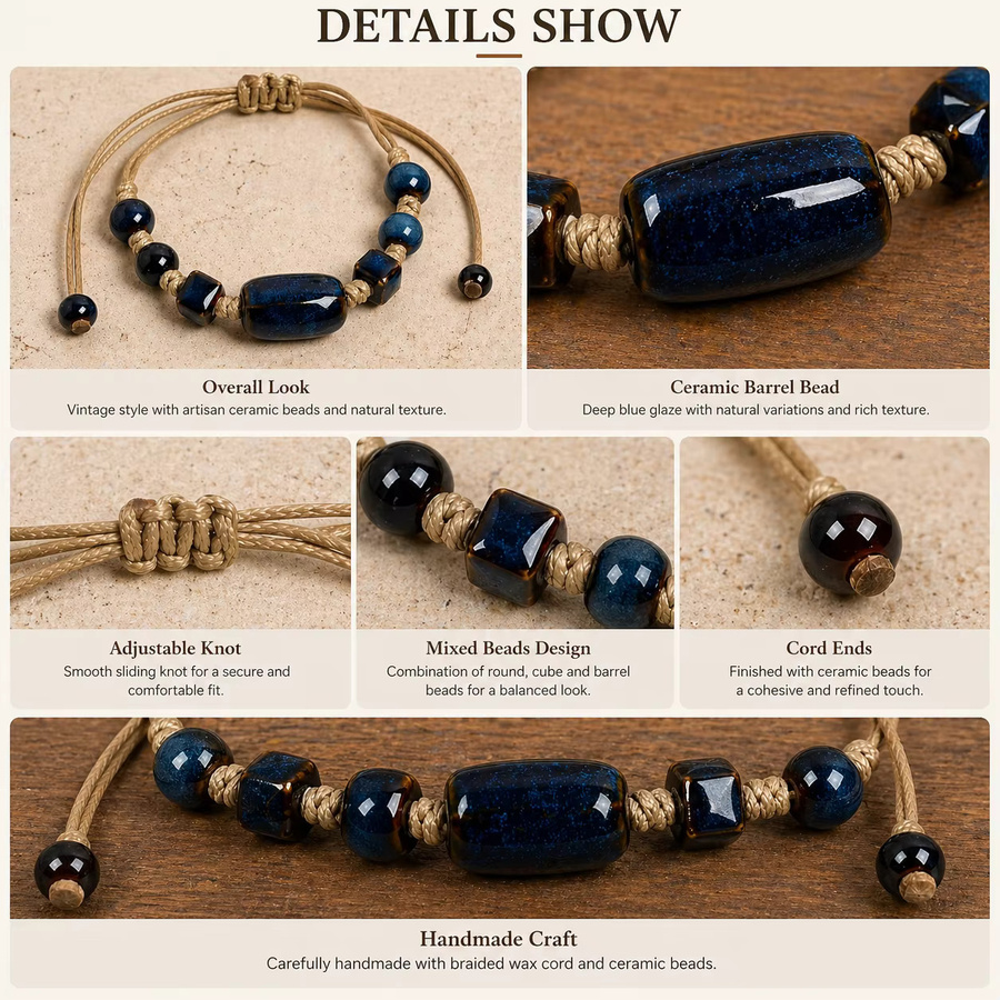 Armband Midofare, Keramik, Perle, Blau, Damen - Bild 4