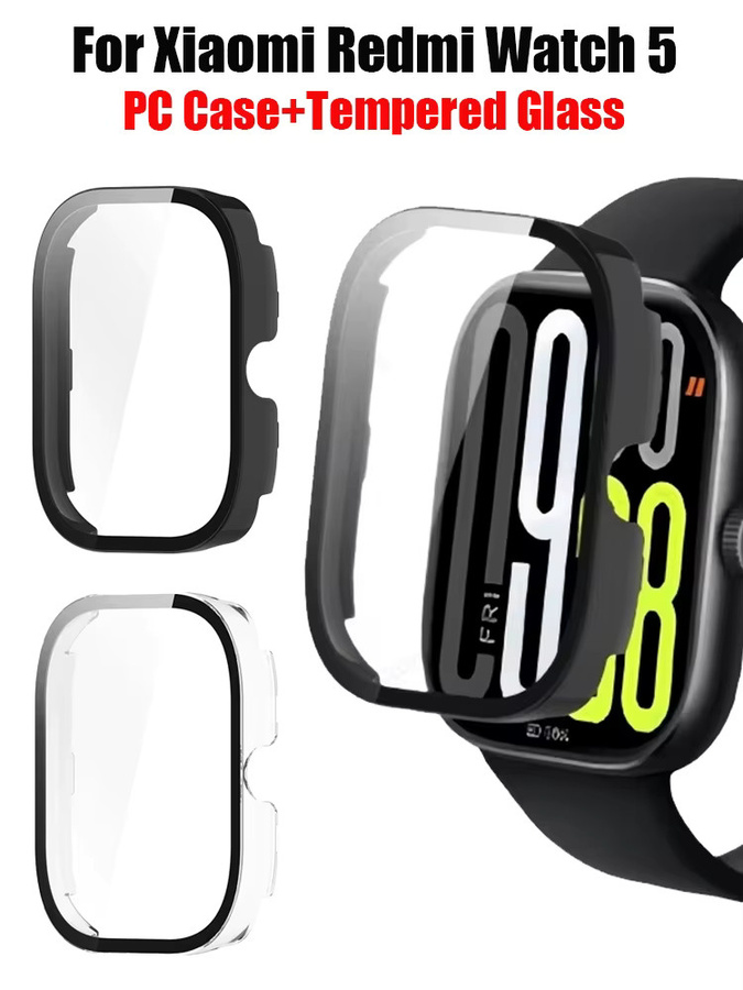 Uhrengehäuse für Xiaomi Redmi Watch 5 Active/5 Lite, PC-Gehäuse, Gehärtetes Glas, Schwarz - Bild 7