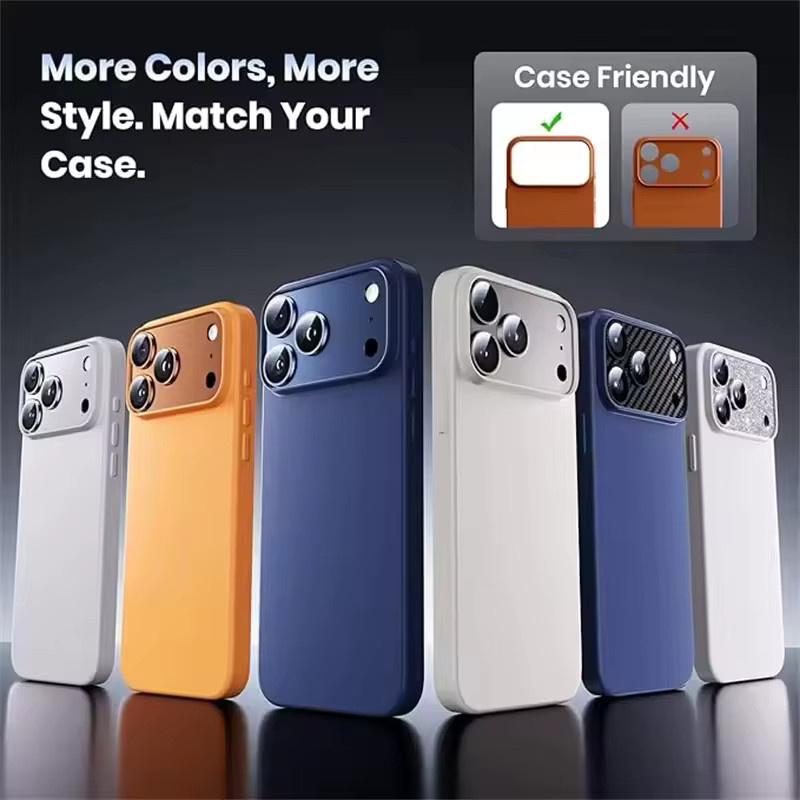 Metall Kamera-Objektivschutz für iPhone 17 Pro Max, iPhone 17 Pro und iPhone 17 Air in Orange mit gehärtetem Glas und Legierung - Bild 5