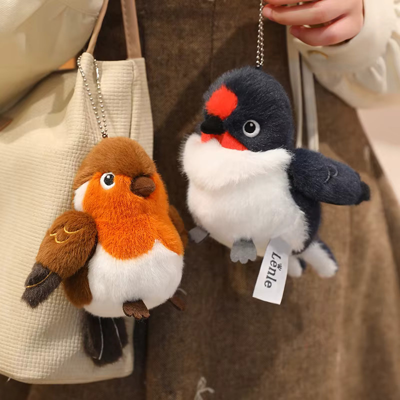 Kawaii Vogel Plüsch-Anhänger Schlüsselanhänger, Papagei mit Vogelnest, 14cm - Bild 3