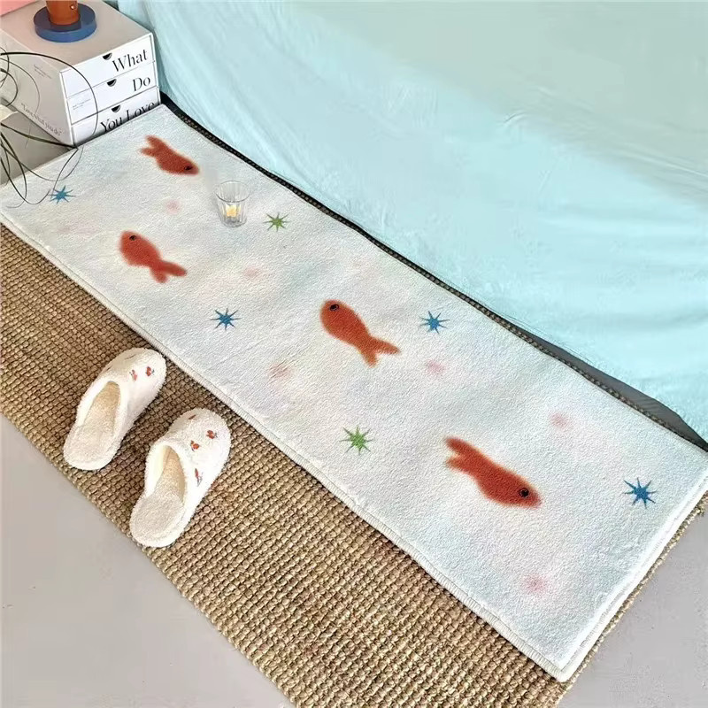 VIKAMA Kirschfisch-Teppich rutschfest und weich für Schlafzimmer und Flur B/T: 120 x 40 cm - Bild 1
