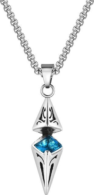 mprainbow Halskette Edelstahl, Silber, blauer Zirkonia, 60 cm, Unisex - Bild 1