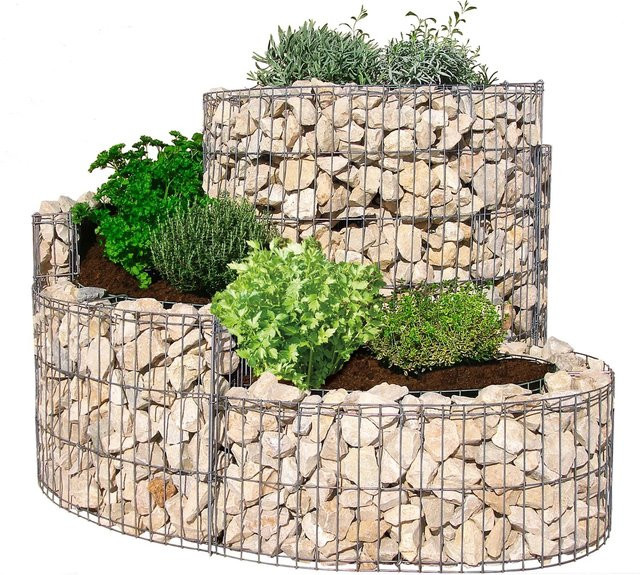 Bellissa Gabionen-Kräuterspirale aus Stahl in Silberfarben, B/T/H: 90 x 60 x 110 cm - Bild 6