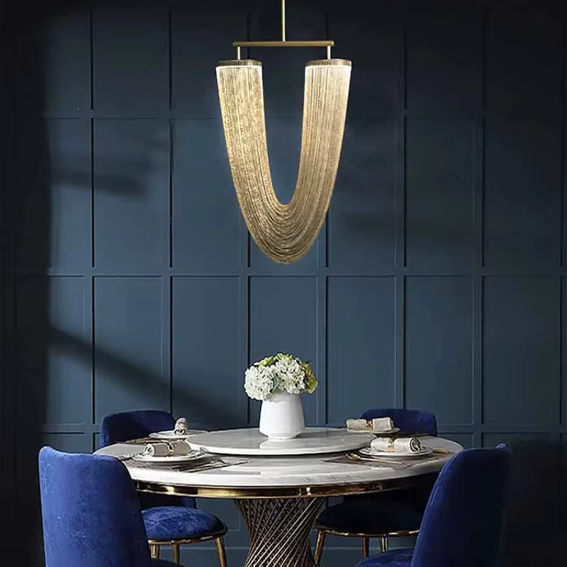 KFKF Boho Kronleuchter aus Metall mit Quasten in Rose Gold für Wohnzimmer und Treppenhaus - Bild 2