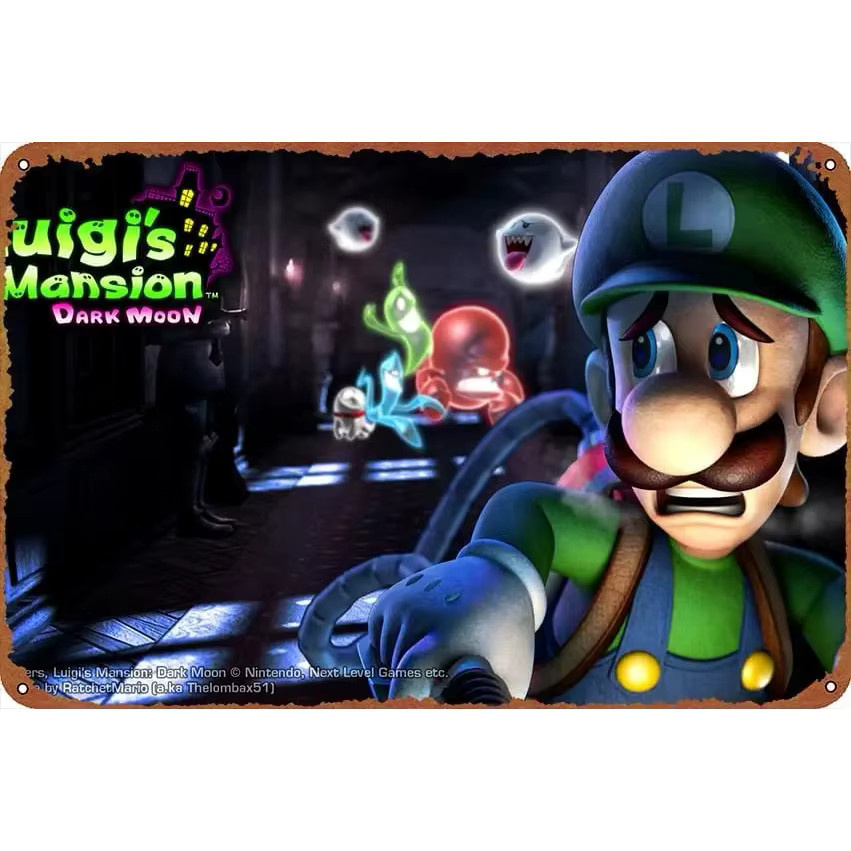 KIVYYB Luigi's Mansion Videospiel Wanddekoration Retro Blechschild Multicolor B: 20 cm, H: 20 cm - Bild 2
