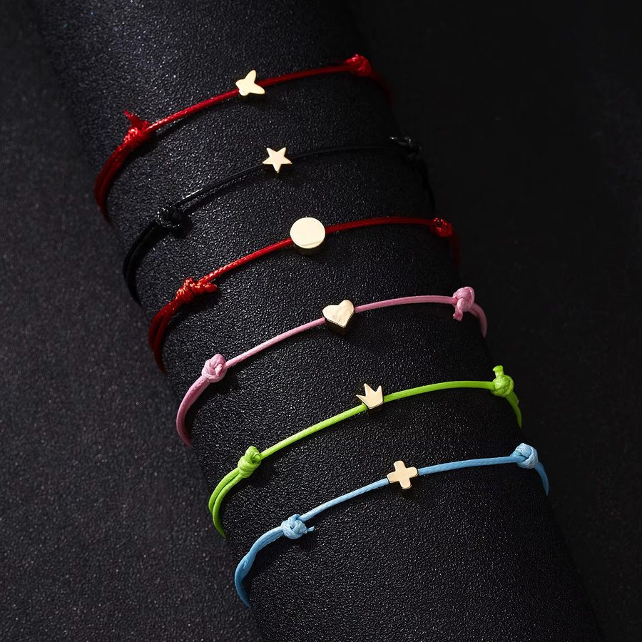 Make A Wish Armband, geflochten, Schwarz, Rot, Seil, Unisex - Bild 3