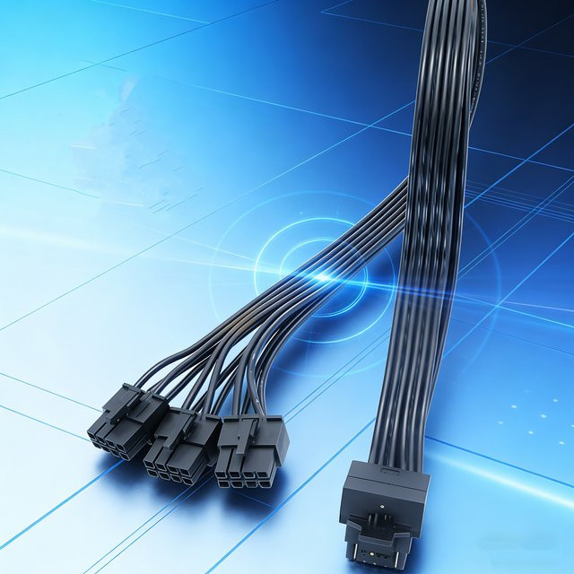 T.F.SKYWINDINTL 12VHPWR Adapterkabel Schwarz: 3 x 8-Pin auf 16-Pin PCIE 5.0 für RTX 4000 Serie, 16 AWG, vollständig modular - Bild 1