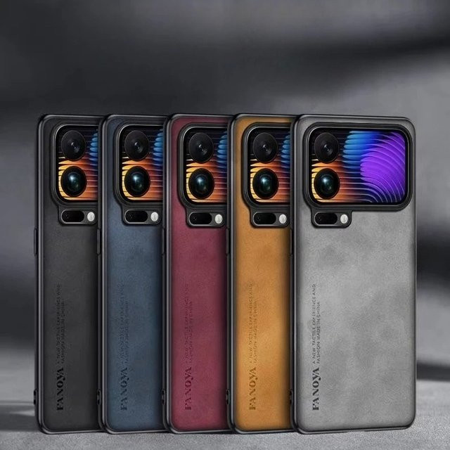 Luxuriöse Business-Handyhülle aus Schaffell-Leder für Xiaomi 17 Pro Max, 15T und 14T Pro 5G in Rot mit All-Inclusive-Objektivschutz - Bild 1