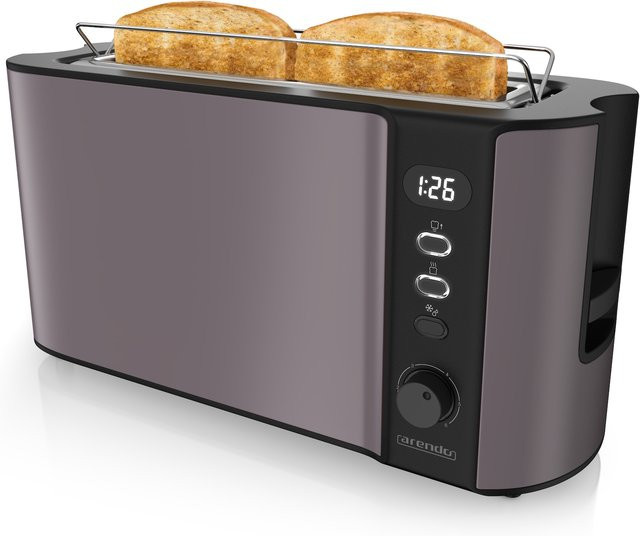 Arendo Automatik Langschlitz Toaster mit Digitaldisplay und Restzeitanzeige, 1000 Watt, Grau/Silber - Bild 1