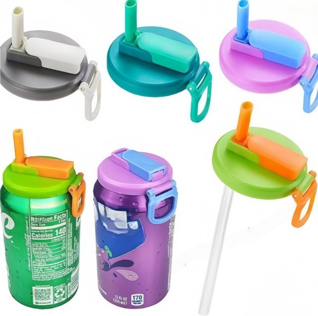 Tragbare Getränkedosendeckel aus Silikon, wiederverwendbar, für Bier und Saft, Farben: Grau, Weiß oder Mehrfarbig - Bild 1