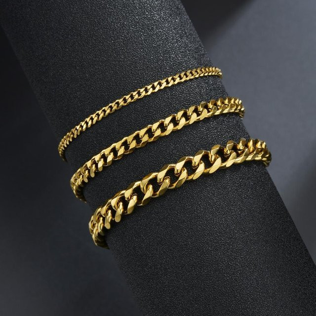 lifeinbuy Armband, Edelstahl, Gold, 7mm, Unisex - Bild 1