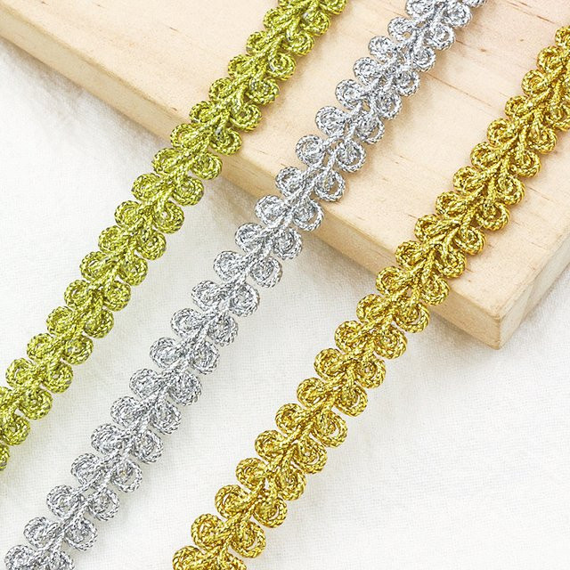 500 cm Draht in Gold und Silber mit Fischgrätenmuster als Spitzenband für Bekleidungszubehör und Kunsthandwerk - Bild 1
