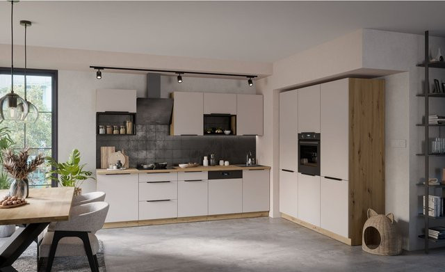 Einbauküche SOLANO LOFT Küchenzeile in Kaschmir und Eiche Artisan matt - Bild 1
