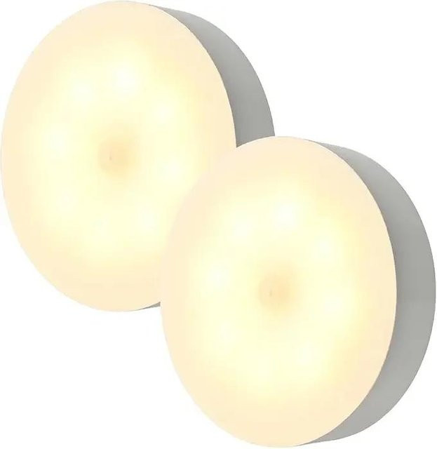 YJMP Super Lighting Induktives LED Nachtlicht mit Bewegungssensor, Kreisförmiges USB-Aufladbares Licht in Weiß mit magnetischer Saugung für Treppen, Kleiderschränke und Flure - Bild 1